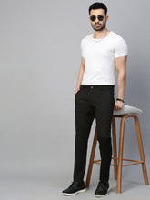 Genips Men's Bottle Green Cotton Stretch Caribbean Slim Fit Solid Trousers